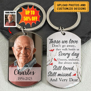 Custom Photo Those We Love Don't Go Away - Memorial Gift - Personalized Aluminum Keychain