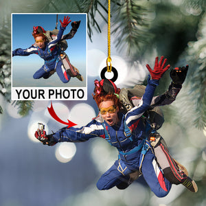 Upload Photo - Custom Personalized Skydiving Acrylic Ornament, Gift For Skydiving Lovers