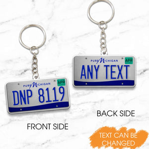 Michigan License Plate Personalized Acrylic Keychain