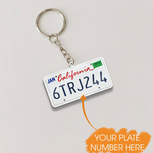 California License Plate Personalized Acrylic Keychain - V2