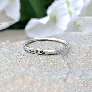 Hug From Heaven - Tiny Heart With Wings Ring, Memorial Gift