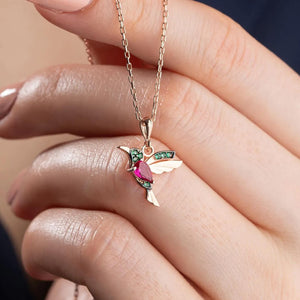 Colorful Tiny Hummingbird Necklace - Gift For Bird Lovers