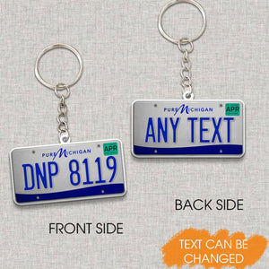 Michigan License Plate Personalized Acrylic Keychain