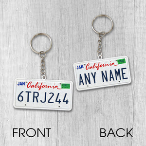 California License Plate Personalized Acrylic Keychain - V2