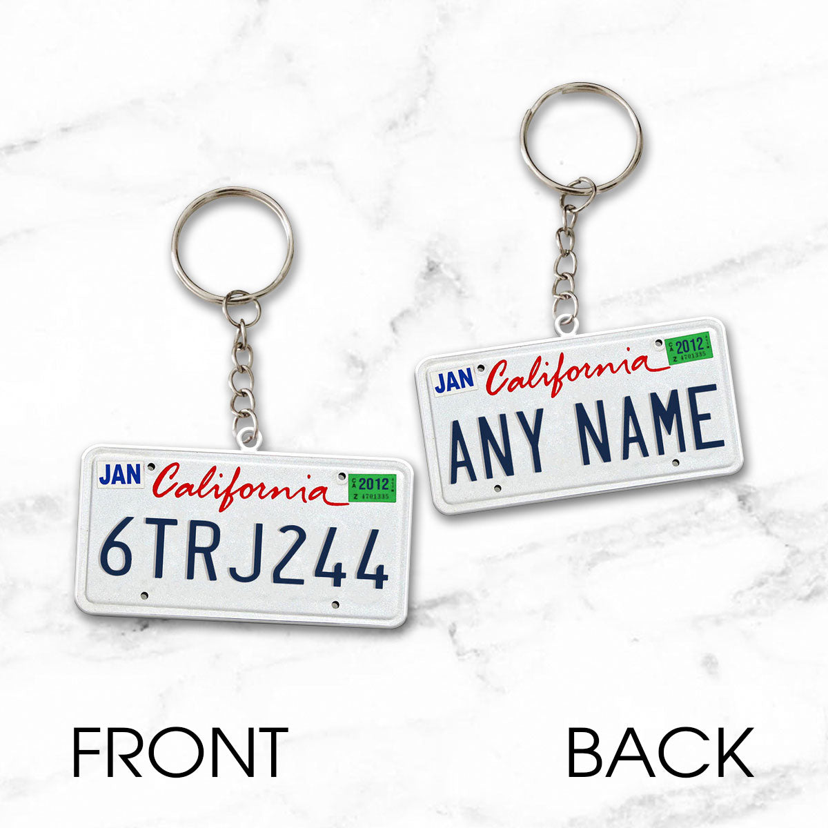 California License Plate Personalized Acrylic Keychain - V2