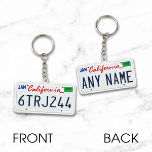 California License Plate Personalized Acrylic Keychain - V2