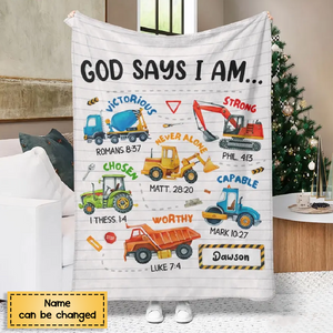 God Says I Am - Personalized Custom Blanket - Christmas Gift For Kids, Family, Family Members