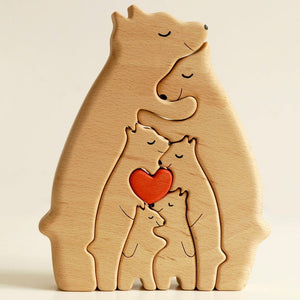 New Release - Personalized Bear Family Wooden Art Puzzle, Gift For Family