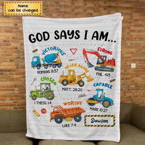 God Says I Am - Personalized Custom Blanket - Christmas Gift For Kids, Family, Family Members