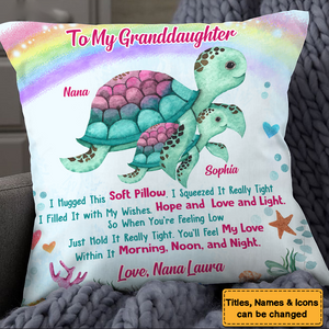 Gift For Granddaughter Turtle Rainbow Hug This Personalized Pillow