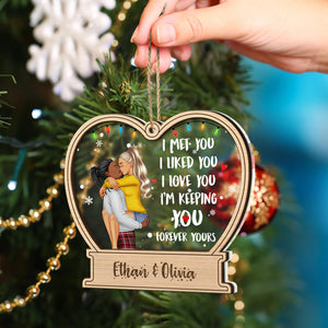 2024 New Release Christmas Couple Forever Yours - Gift For Couples - Personalized 2-Layered Mix Ornament