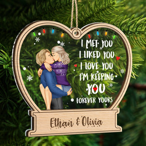 2024 New Release Christmas Couple Forever Yours - Gift For Couples - Personalized 2-Layered Mix Ornament