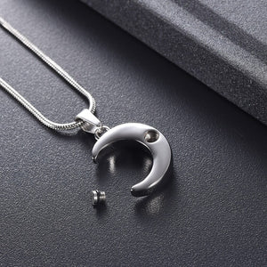 Crescent Moon Urn With Charm - Personalized Keepsake Necklace