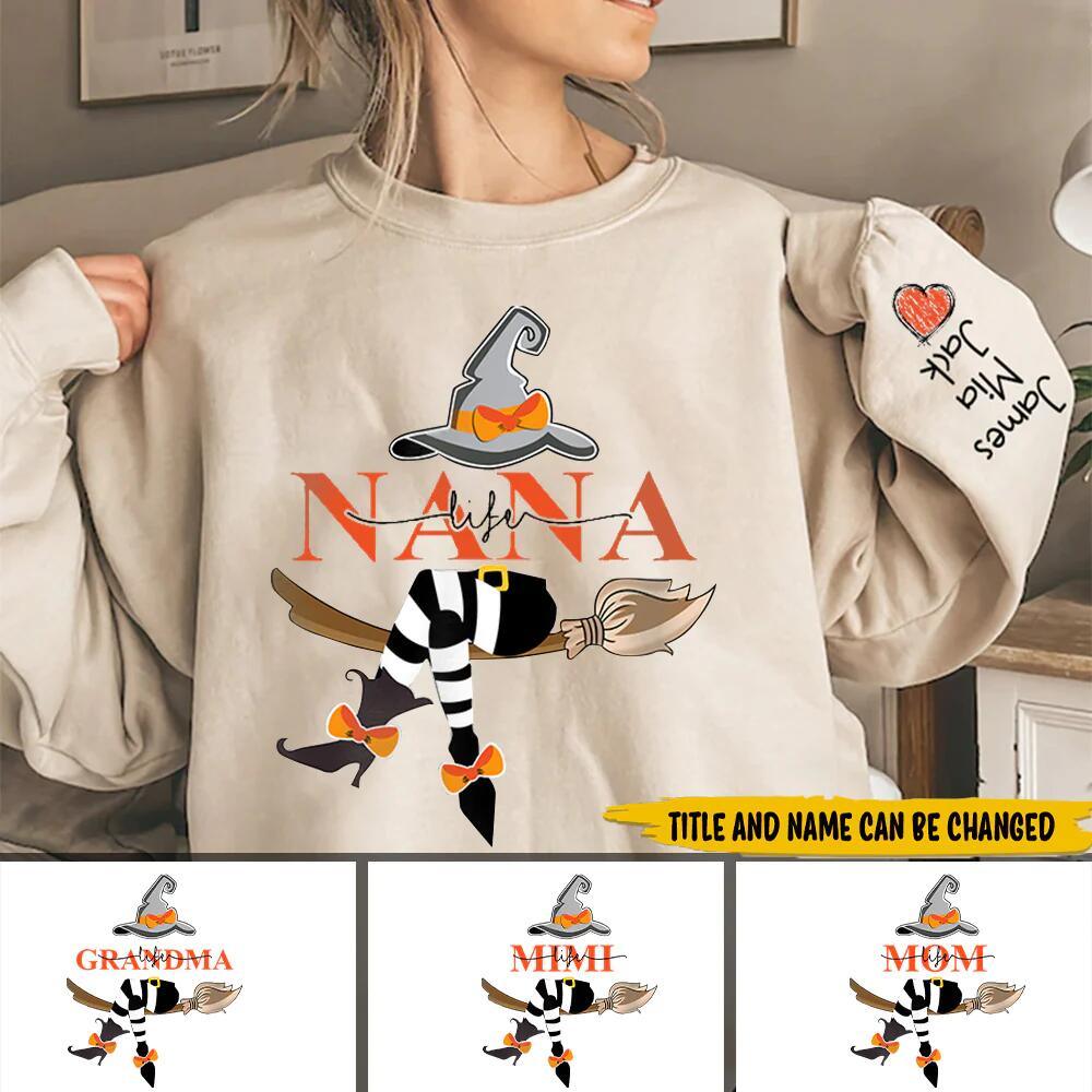 Life Witch With Grandkids Halloween Personalized Grandma Sweatshirt