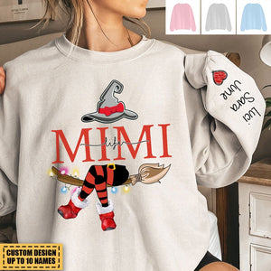 Personalized Grandma Mimi Auntie life christmas witch with grandkids Sweatshirt