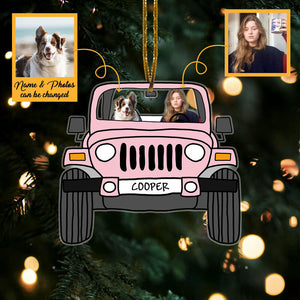 Personalized Acrylic Ornament With Family/Pet - Off Road Funny Photo Christmas