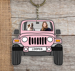 Personalized Family/Pet Photo Keychain - Off Road Car Dog Cat Photos Keychain