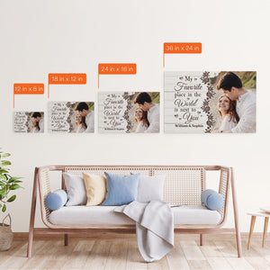 My Favorite Place In The World Is Next To You - Personalized Photo Canvas Horizontal Poster