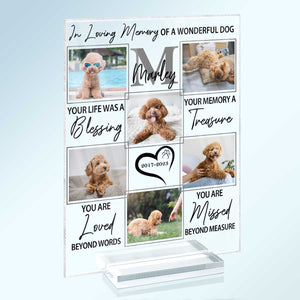 Custom Photo In Loving Memory Of A Wonderful Dog/Cat - Pet Memorial Gift, Sympathy Gift - Personalized Vertical Rectangle Acrylic Plaque