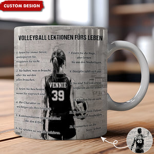 Personalisierte Volleyball Lebenslektionen Becher Geschenk für Volleyball-Liebhaber