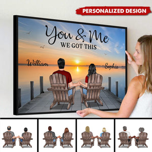 Back View Couple Sitting On The Lake Dock-Personalized Poster-Heartfelt Gift For Couple