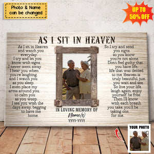 As I Sit in Heaven - Custom Photo - In Memory Gift For Loss - Personalized Memorial Poster