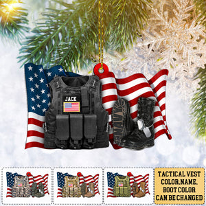 Personalized Ornament Military-Combat Boots Flag America-Custom Ornament Gift Veteran