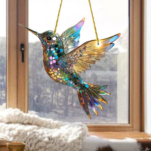 Hummingbird Suncatcher Colorful Window Hanging - Gift For Bird Lovers