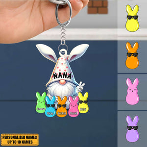 Bunny Nana Grandma Easter Grandkids Personalized Acrylic Keychain