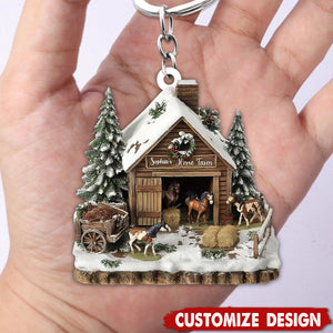 Personalized Horse Barn Keychain - Gifts For Horse Lover