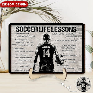 Personalized Soccer Life Lesson 2-Layered Wooden Plaque - Gift For Soccer Lovers