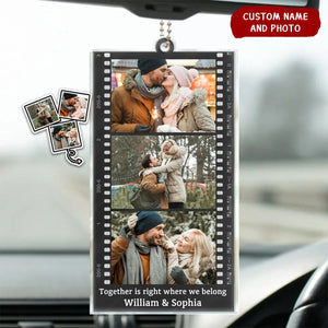 Personalized Photo Couple Family Friends Camera Film Roll Acrylic Car Ornament