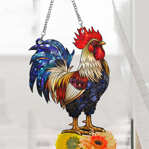 Rooster Window Hanging Suncatcher Ornament Gift For Chicken Lover