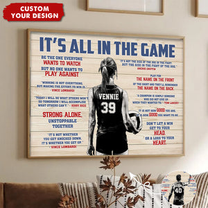 It's All In The Game - Personalized Boy Girl Volleyball Poster - Gift For Volleyball Lovers