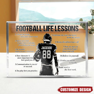 Personalized American Football Life Lessons Acrylic Plaque - Gift For American Football Lovers