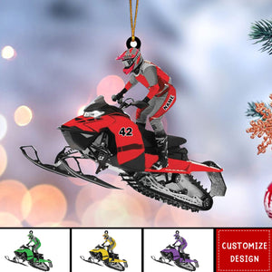 Personalized Snowmobile Acrylic Christmas Ornament - Gift For Snowmobile Lovers