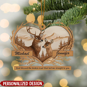 Personalized Deer Love Mountains Ornament - Gift For Couple, 2024 New Release Christmas Gift