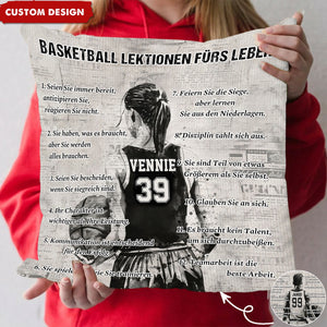 Personalisiertes Basketball-Lebenslektionskissen-Geschenk für Basketball-Liebhaber