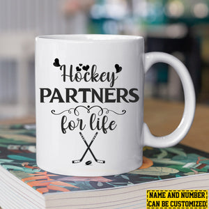 Hockey Partners For Life-Personalized Hockey Couple Mug-Gift For Hockey-Loving Couple