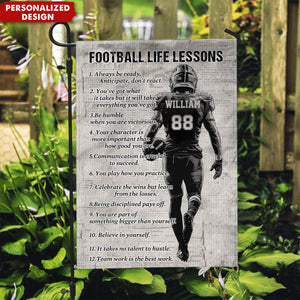 Football Life Lessons–Personalized Garden Flag-Gift For Football Lovers