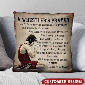 A Wrester's Prayer - Personalized Wrestling Pillow - Gift For Wrestling Lovers