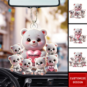 Personalized Grandma Bear Meaningful Car Ornament, Gift For Nana