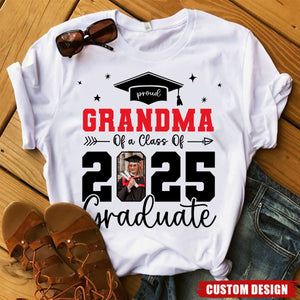 Proud Family Of 2025 Senior Graduation Photo Personalized T-Shirt