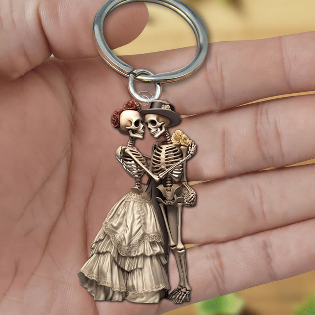 Skeleton Couple Keychain - Anniversary Gift For Wife,Husband,Skull Lovers