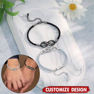 Personalized Two Names Infinity Couple Bracelets Set - Gift For Couple