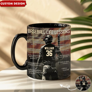 Personalized American Baseball Life Lesson Mug - Gift For Baseball Lovers