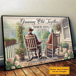 Personalized Gift For Old Couple Sitting Together Poster