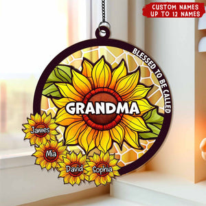 Blessed To Be Called Grandma - Personalized Window Hanging Suncatcher Ornament