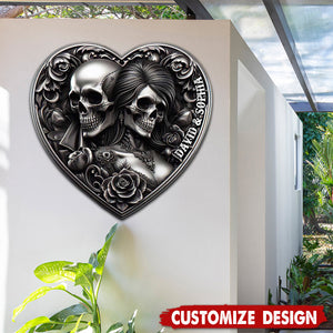 Personalized Gifts For Couple Metal Sign Skull Couple