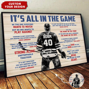 It's All In The Game - Personalized Boy Girl Hockey Poster - Gift For Hockey Lovers